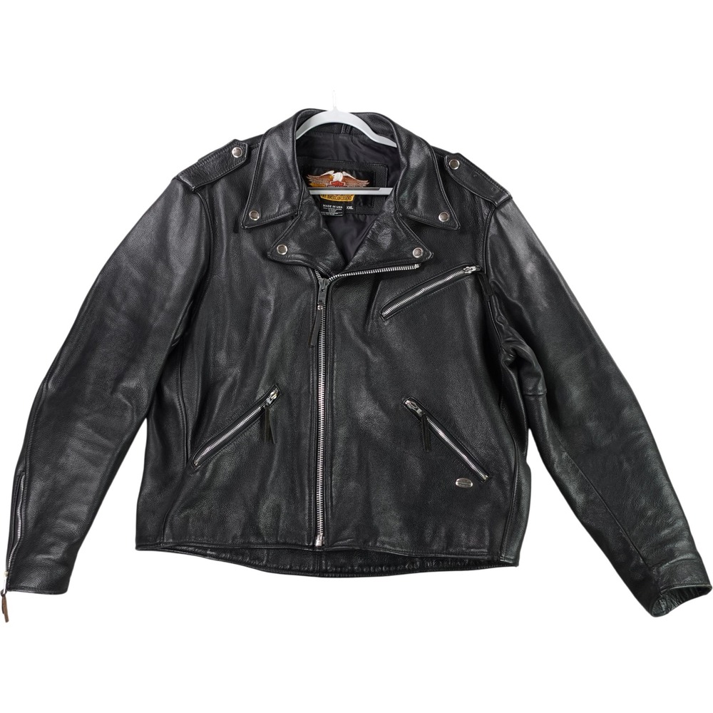Vintage Harley Davidson Leather Jacket Mens XXL Black Double Rider Biker USA 90s